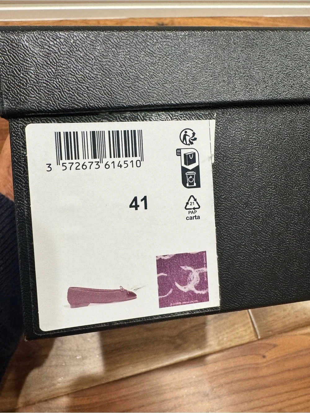 Chanel 2023 Printed Denim Blue White CC Logo Bow Tie Ballet Ballerina Flat